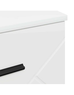 Armadio da Notte con cassetto Bianco lucido 38 x 38 x 66 cm 2