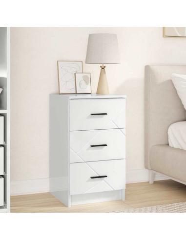 Armadio da Notte con cassetto Bianco lucido 38 x 38 x 66 cm