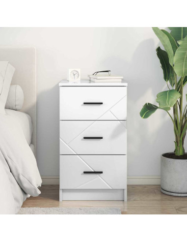 Armadio da Notte con cassetto Bianco lucido 38 x 38 x 66 cm