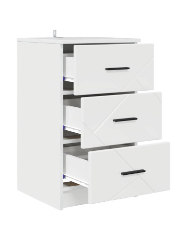 Armadio da Notte con cassetto Bianco lucido 38 x 38 x 66 cm