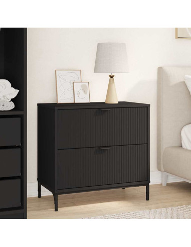 Comodino con cassetto Nero 63.5 x 36 x 61 cm Legno multistrato