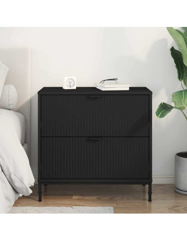 Comodino con cassetto Nero 63.5 x 36 x 61 cm Legno multistrato