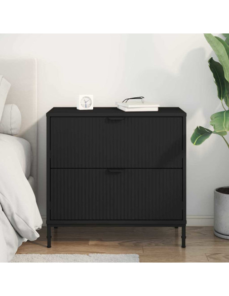Comodino con cassetto Nero 63.5 x 36 x 61 cm Legno multistrato