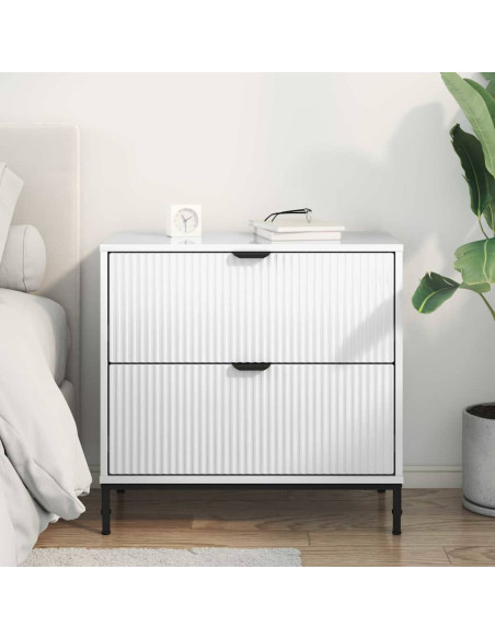Comodino Bianco lucido 63.5 x 36 x 61 cm Legno multistrato