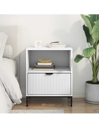 Comodino con cassetto Bianco 49 x 36 x 61 cm Legno multistrato