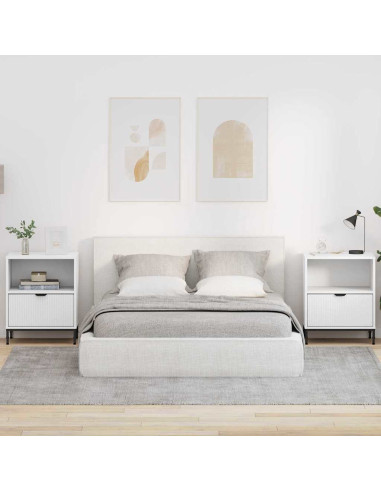 Comodini 2 pcs Bianco 49 x 36 x 61 cm Legno multistrato