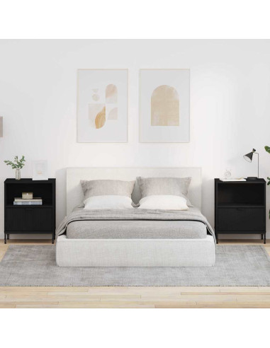 Comodini 2 pcs Nero 49 x 36 x 61 cm Legno multistrato
