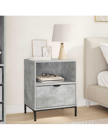 Comodino Grigio cemento 49 x 36 x 61 cm Legno multistrato
