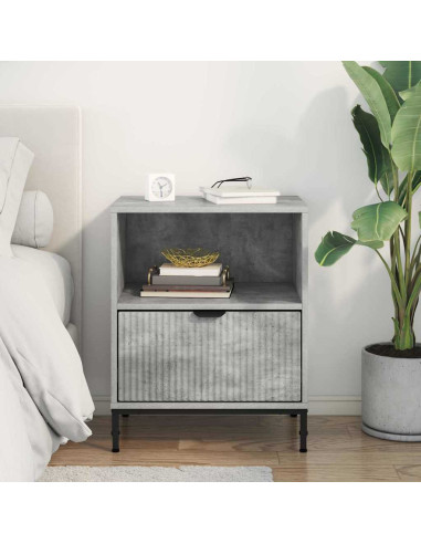 Comodino Grigio cemento 49 x 36 x 61 cm Legno multistrato