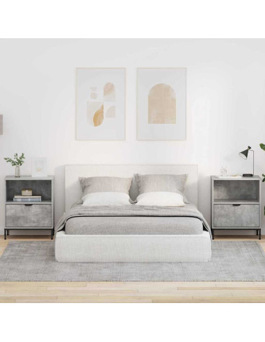Comodini 2 pcs Grigio cemento 49 x 36 x 61 cm Legno multistrato