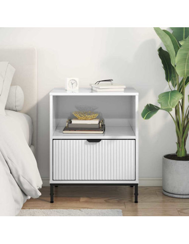 Comodino Bianco lucido 49 x 36 x 61 cm Legno multistrato