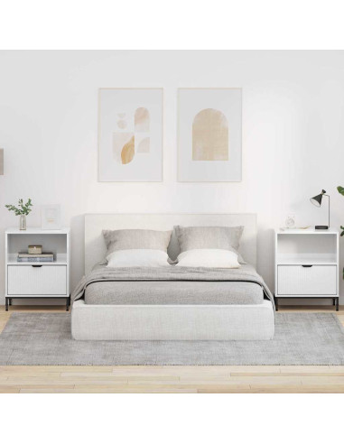 Comodini 2 pcs Bianco lucido 49 x 36 x 61 cm Legno multistrato