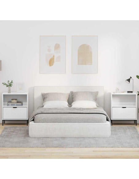 Comodini 2 pcs Bianco lucido 49 x 36 x 61 cm Legno multistrato