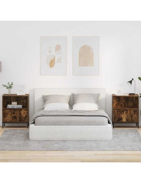 Comodini 2 pcs Rovere fumo 49 x 36 x 61 cm Legno multistrato