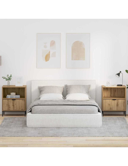 Comodini con cassetto 2 pcs rovere artigianale 49 x 36 x 61 cm