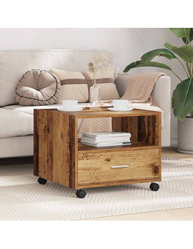 Tavolino da salotto with Drawer Legno vecchio 55 x 55 x 45 cm