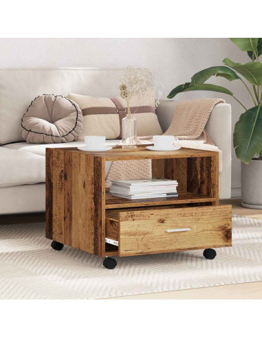 Tavolino da salotto with Drawer Legno vecchio 55 x 55 x 45 cm