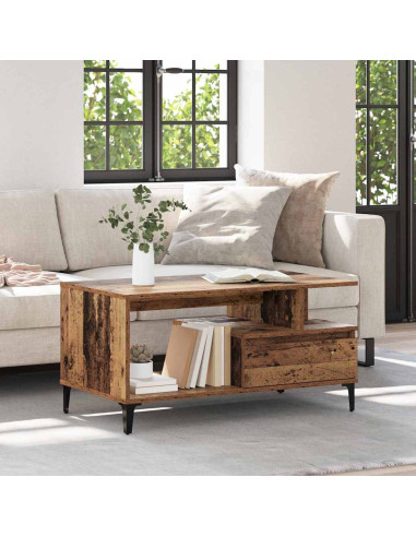 Tavolino da salotto con cassetto Legno vecchio 90 x 49 x 45 cm