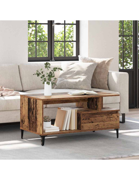 Tavolino da salotto con cassetto Legno vecchio 90 x 49 x 45 cm