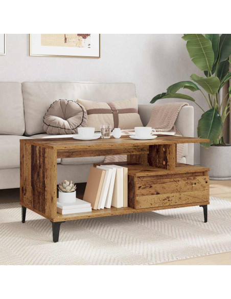 Tavolino da salotto con cassetto Legno vecchio 90 x 49 x 45 cm