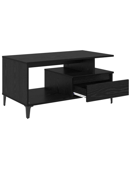 Tavolino da salotto con cassetto Rovere Nero 90 x 49 x 45 cm