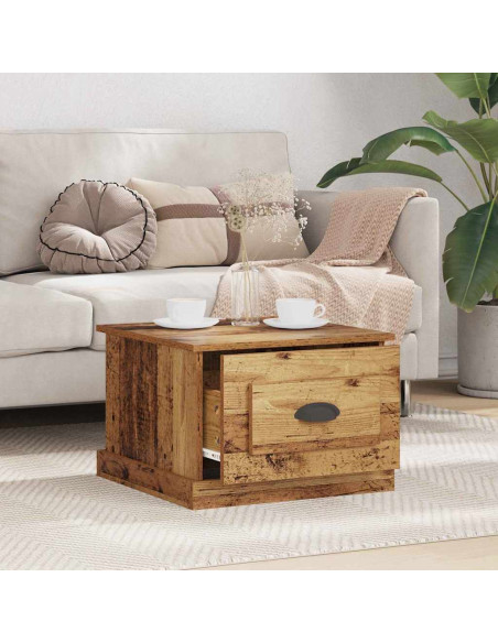 Tavolino da salotto with Drawer Legno vecchio 50 x 50 x 35 cm