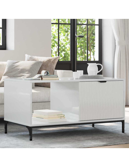 Tavolino da salotto Bianco lucido 90 x 49 x 46 cm