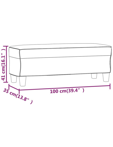 Panca crema 100x35x41 cm in Microfibra