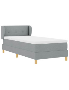 Letto a molle con materasso crema 90x200 cm Grigio chiaro