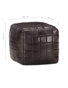 Pouf Nero 40x40x40 cm in Vera Pelle di Capra