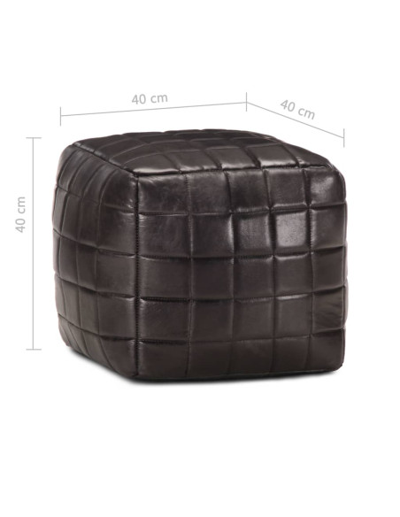 Pouf Nero 40x40x40 cm in Vera Pelle di Capra