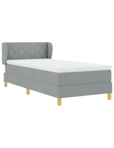 Letto a molle con materasso crema 90x200 cm Grigio chiaro
