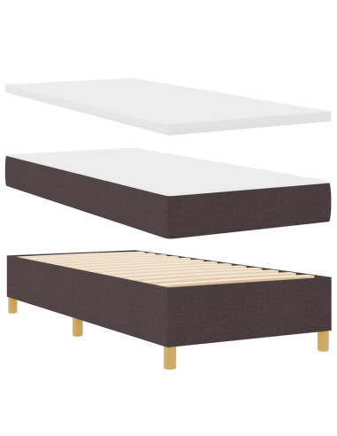 Letto a molle con testiera Marrone Scuro 90 x 190 cm Tessuto