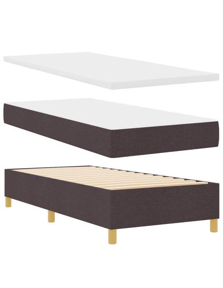 Letto a molle con testiera Marrone Scuro 90 x 190 cm Tessuto