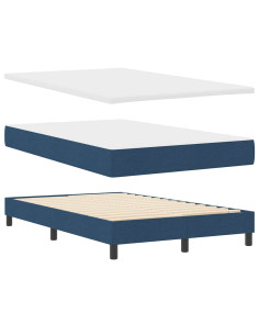 Letto a molle con materasso Blu 120 x 190 cm Tessuto