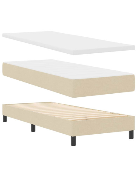Letto a molle con materasso Crema 80 x 200 cm Tessuto