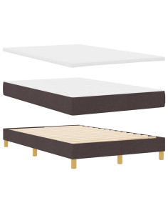 Letto a molle con materasso Marrone scuro 120 x 190 cm Tessuto