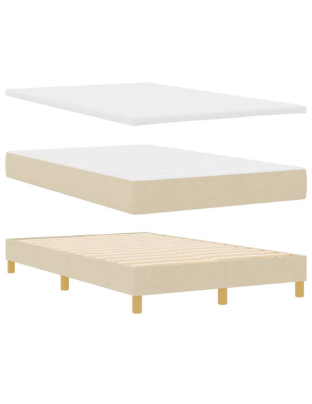 Letto a molle con materasso Crema 120 x 190 cm Tessuto