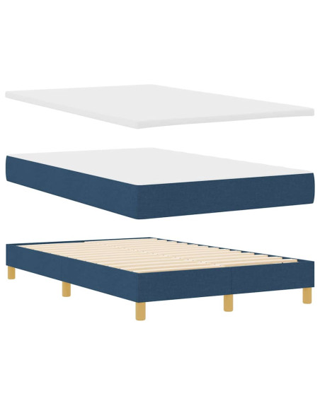 Letto a molle con materasso Blu 120 x 190 cm Tessuto