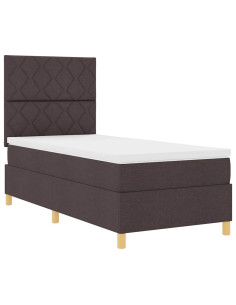 Letto a molle con materasso Marrone scuro 90 x 190 cm Tessuto