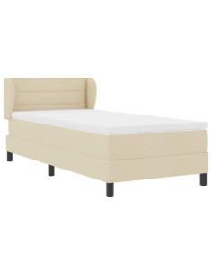 Letto box spring con materasso Crema 80 x 200 cm Tessuto