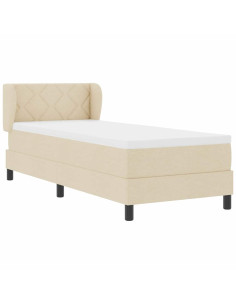 Letto box spring con materasso Crema 80 x 200 cm Tessuto