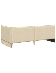 Cornice del letto ad angolo Crema 90 x 200 cm Tessuto
