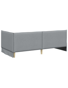 Cornice del letto ad angolo Grigio chiaro 100 x 200 cm Tessuto