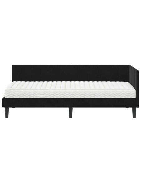 Cornice del letto ad angolo Nero 80 x 200 cm Velluto