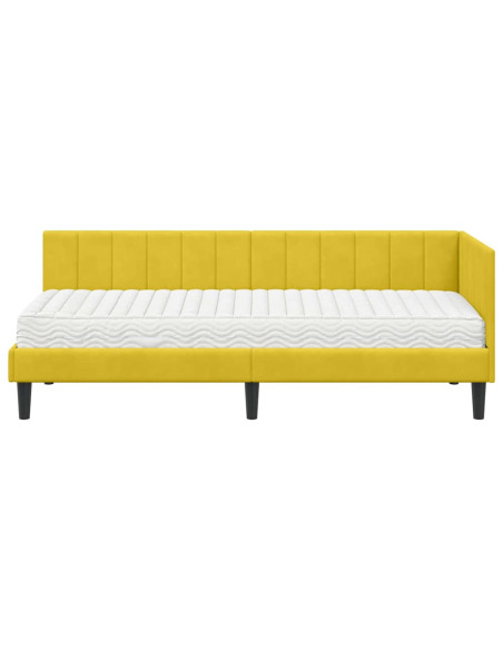 Cornice del letto ad angolo Giallo 80 x 200 cm Velluto