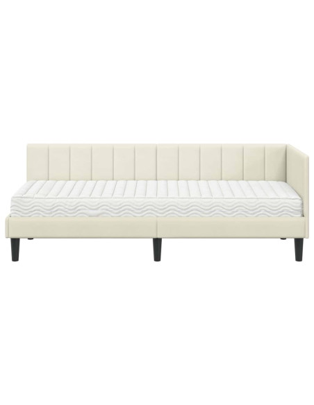 Cornice del letto ad angolo Crema 80 x 200 cm Velluto