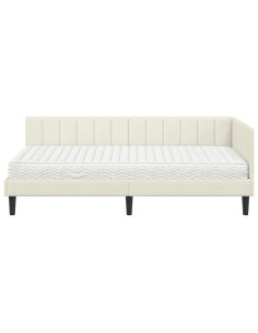 Cornice del letto ad angolo Crema 90 x 190 cm Velluto