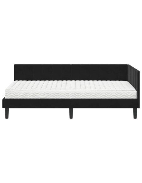 Cornice del letto ad angolo Nero 90 x 200 cm Velluto