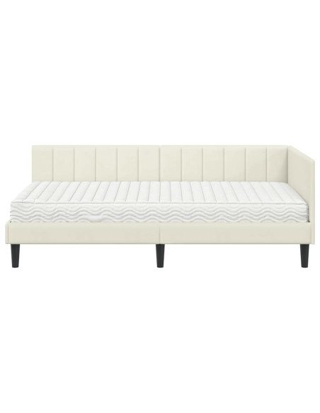 Cornice del letto ad angolo Crema 90 x 200 cm Velluto